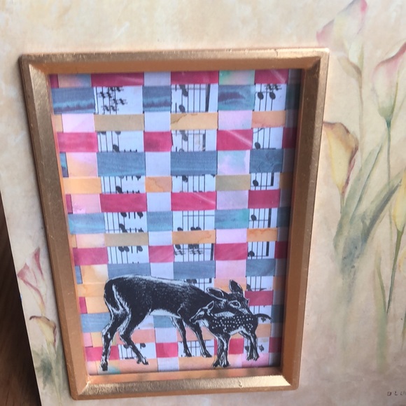I Doe Love You Deer Framed Hand Woven Paper Vintage Children’s Collage Book Art - Picture 6 of 6